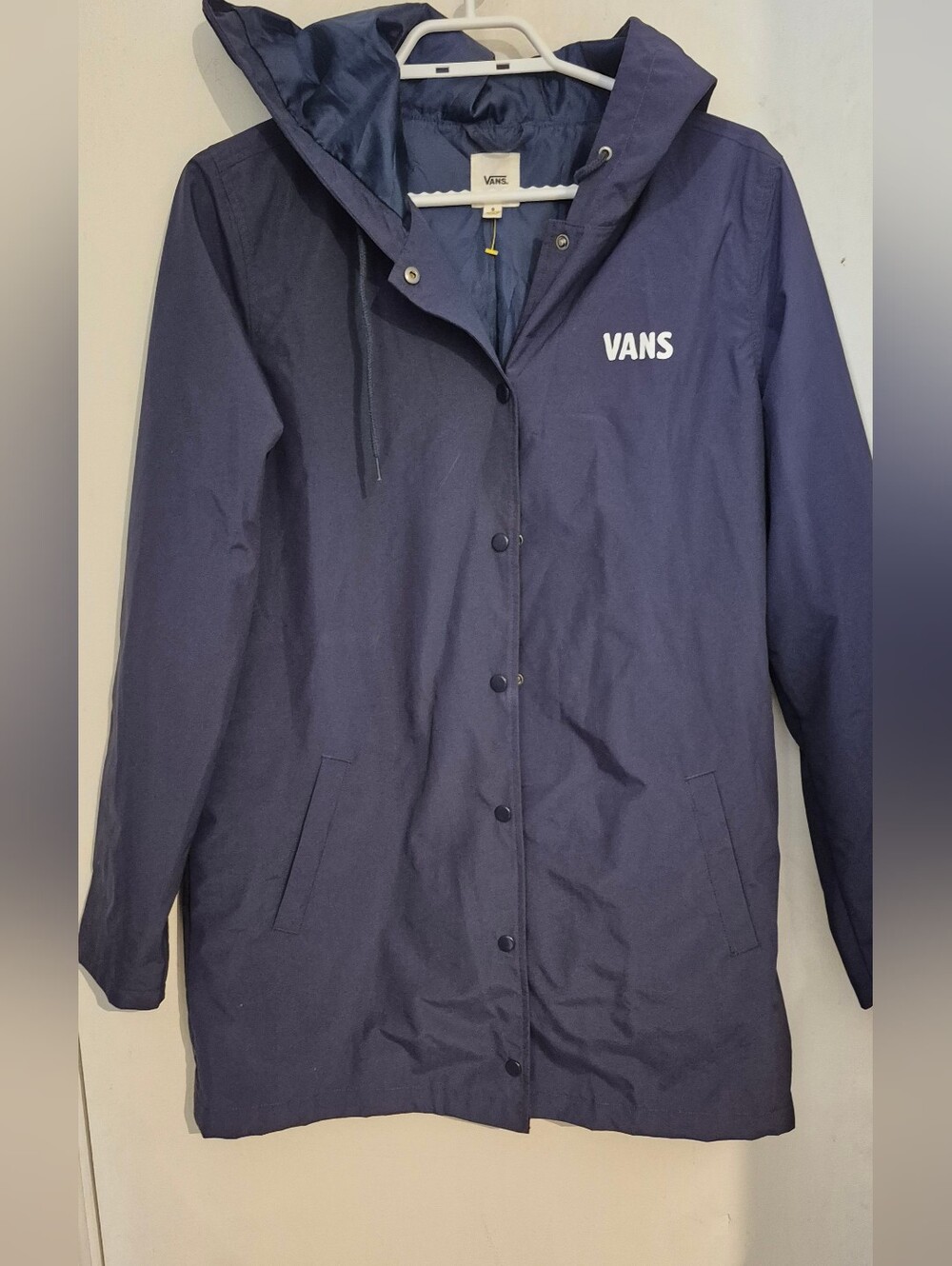 Vans Navy Hooded Raincoat/ Windbreaker Coat with Logo Sz.S